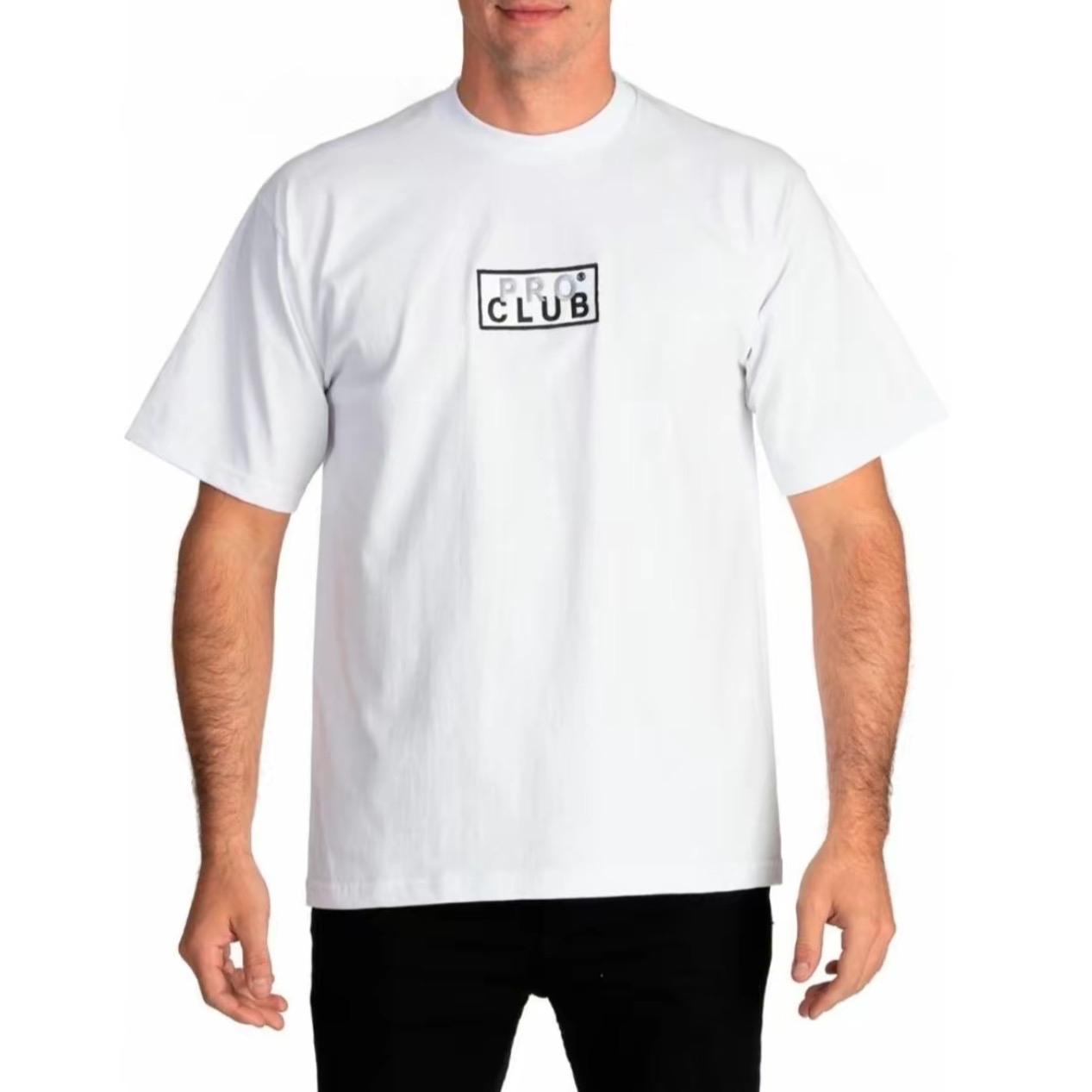 Pro Club Heavyweight Short Sleeve Embroidered Box Logo T-shirt TopPro Club Heavyweight Short Sleeve Embroidered Box Logo Tshirt Top